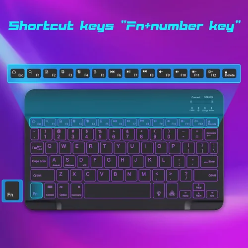Vista 8 de DTTO Teclado Bluetooth, teclado inalámbrico recargable y funda de cuero de alta calidad con correa de mano incorporada para Samsung Galaxy Tab A8