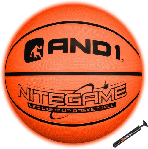 Vista 6 de AND1 Nitegame LED Light Up Basketball - Impact Activated Glow in The Dark - Regulation (29.5 inches), for Outdoor or Indoor, Sold Deflated