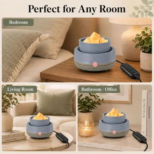 Vista 8 de Calentador de Cera para Velas con Temporizador, Cerámico, Eléctrico, Quemador de Cera de 4-en-1, Regulación de Temperatura, Compatible con Botella