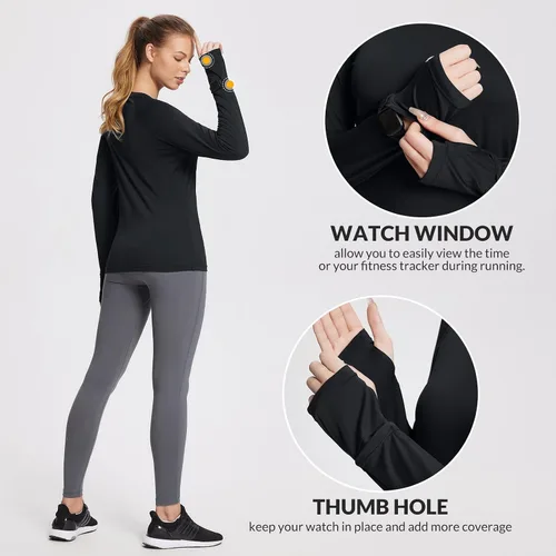 Vista 3 de BALEAF Women's Long Sleeve Running Shirts Workout Tops Athletic Active Quick Dry Soft Lightweight