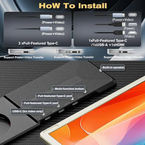 Vista 5 de Teamgee Triple - Extensor de pantalla para laptop, USB-C HDMI Plug and Play Monitor portátil