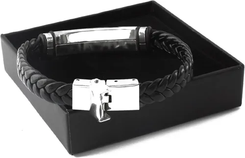 Vista 5 de Pulsera de nombre GabrielMens Pulsera de silicona & Plata Tone grabado personalizado. Incluido Caja de Regalo y bolsa de regalo. 5mm de grosor placa.