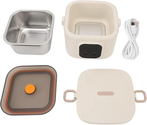 Vista 8 de Fiambrera eléctrica, calentador de alimentos portátil recargable de 27.1 fl oz, calentador de alimentos para oficina, camping, viajes