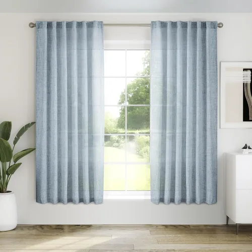 Vista 54 de Cortinas de Lino Natural Color Crema de 84 Pulgadas de Largo para Sala de Estar, Juego de 2 Paneles de Lino Texturizado con Trabillas Traseras