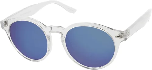 Vista 2 de zeroUV Retro Translucent Frame Color Mirror Lens Round Horn Rimmed Sunglasses 50mm