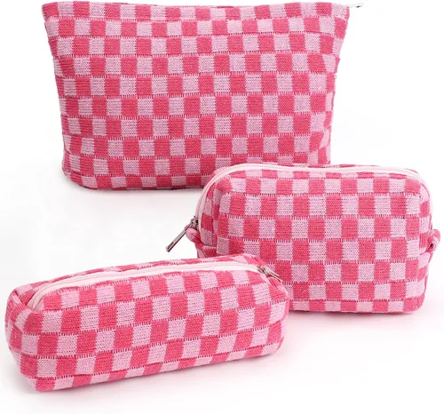 Vista 11 de Juego de 3 bolsas de maquillaje para niñas y mujeres, organizador de viaje, bolsa de aseo de baño, bolsa de almacenamiento de gran capacidad