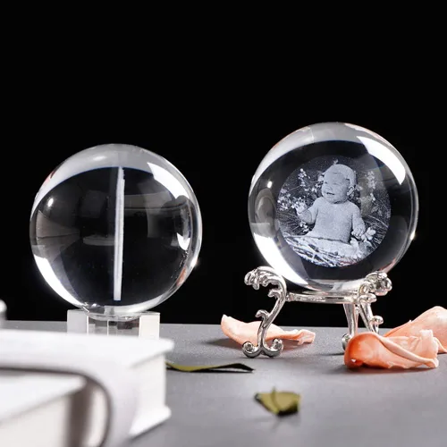Vista 4 de Bola de fotos de cristal personalizada, bola de cristal con foto personalizada, accesorios de decoración del hogar, esfera de cristal para fotos