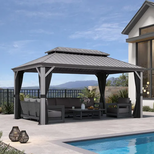 Vista 53 de PURPLE LEAF - Gazebo para exteriores de 10 x 12 pies, con sistema de drenaje