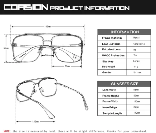 Vista 5 de COASION Tony Stark - Lentes de sol para disfraz, gafas de sol cuadradas retro para hombre y mujer
