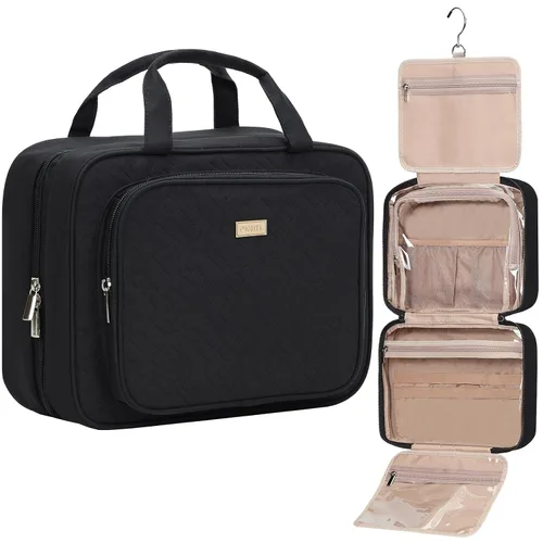 Vista 14 de NISHEL Neceser de viaje para mujer, organizador de artículos esenciales de maquillaje, estuche colgante para accesorios, cosméticos, Egeo-azul, M