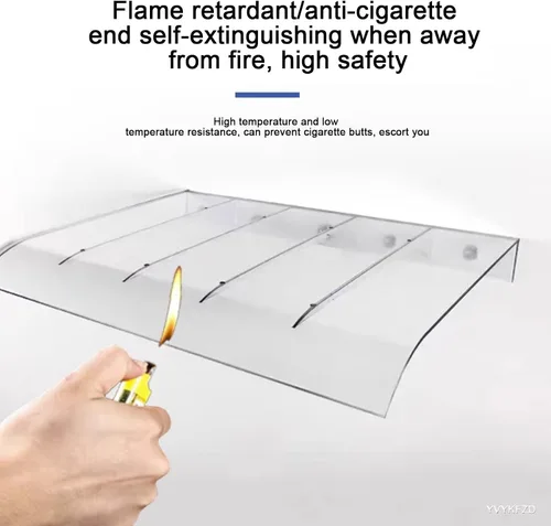 Vista 4 de YVYKFZD Toldo de policarbonato para ventana, toldo transparente para puerta delantera al aire libre, toldo de puertas curvas, refugio de protección