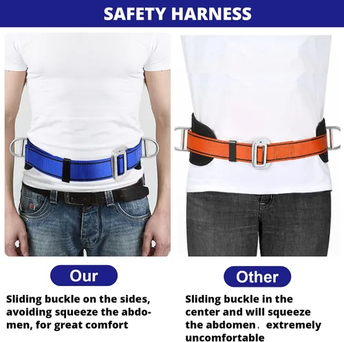 Vista 2 de Trsmima - Cinturón de seguridad para escalar, cinturón de escalada con almohadilla para la cintura y 2 anillos D, kit de cinturón de seguridad
