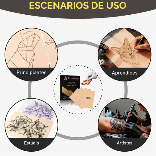 Vista 6 de 5pcs 0.118 in Grueso Tatuaje Práctica De La Piel De Silicona Para Tatuaje Color piel