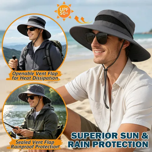 Vista 5 de EINSKEY Sombrero de sol unisex clásico Sombrero de sol impermeable con tapa abatible