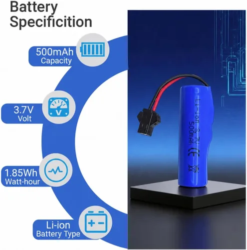 Vista 4 de Batería recargable de iones de litio de 3.7 V 500 mAh, enchufe SM-2P para auto de acrobacias RC de doble cara, pequeño bote a control remoto