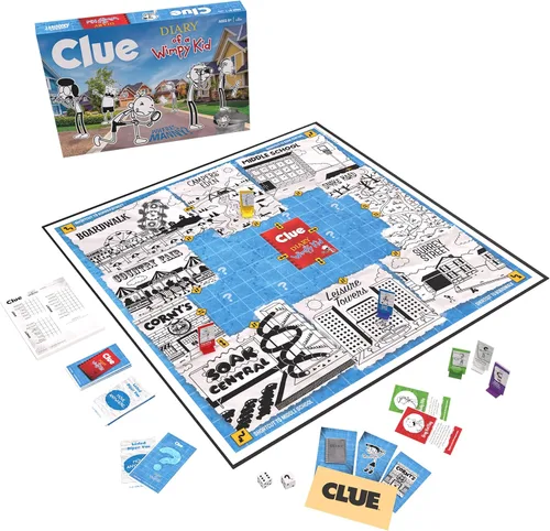 Vista 2 de USAOPOLY CLUE: Diary of a Wimpy Kid Resuelve el misterio en este juego de pistas coleccionable con licencia oficial con personajes y ubicaciones