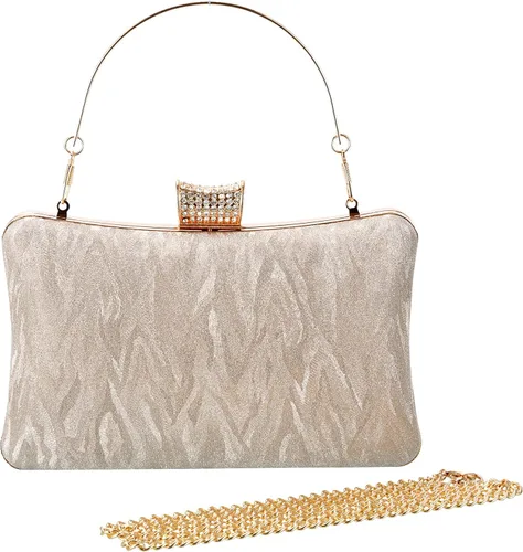 Vista 5 de Bolsos de mano dorados para mujer de noche, bolso dorado para boda, fiesta, novia, baile de graduación, formal, dorado, bolso de hombro