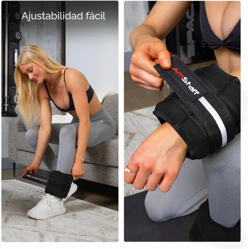 Vista 6 de AmStaff Fitness Pesas de tobillo ajustables, 1 par de correas de peso de piernas de 2, 4, 6, 8, 10 libras para entrenamiento de fuerza, caminar