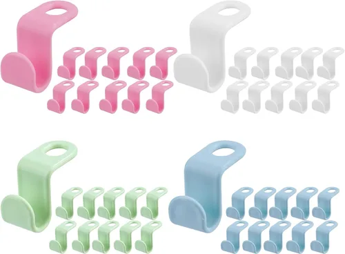 Vista 8 de Ganchos de plástico para colgar ropa en cascada, organizador de ahorro para armario de ropa resistente (20 piezas)