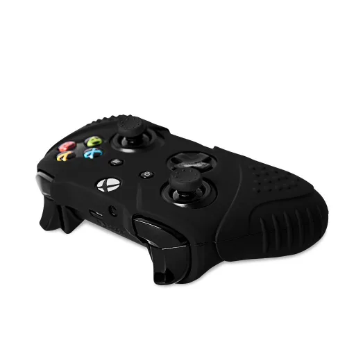 Vista 5 de CHINFAI Xbox One SX Controller Grip Skin Anti-Slip Silicone Protective Cover Case for Xbox 1 Controller with 4 Set Thumbstick Caps (Black)