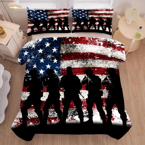Vista 19 de kxry Juego de edredón de 250 años de Estados Unidos, tamaño individual, ropa de cama vintage de estatua de la libertad y bandera estadounidense