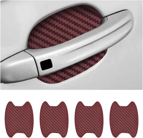 Vista 21 de 8 unidades de calcomanías para manija de puerta de coche, protector de copa de puerta de coche de fibra de carbono antiarañazos, película protectora
