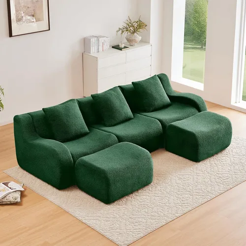 Vista 22 de Sofás de peluche sin hueso para sala de estar, juego de sofá modular negro con asiento profundo, sofá de gran tamaño, sofás para sala, cómodos sofás