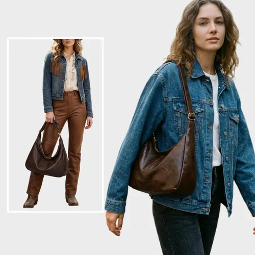 Vista 2 de Bolso de hombro holgado de cuero vegano para mujer, bolsos cruzados suaves a la moda, elegantes bolsos de mano para uso diario