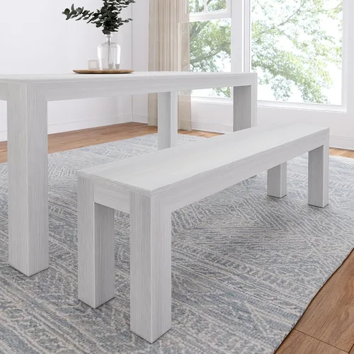 Vista 31 de Plank+Beam Mesa de comedor de 48 pulgadas, mesa de cocina de madera maciza de 48 pulgadas, mesa de cena rectangular para comedor, oficina en casa