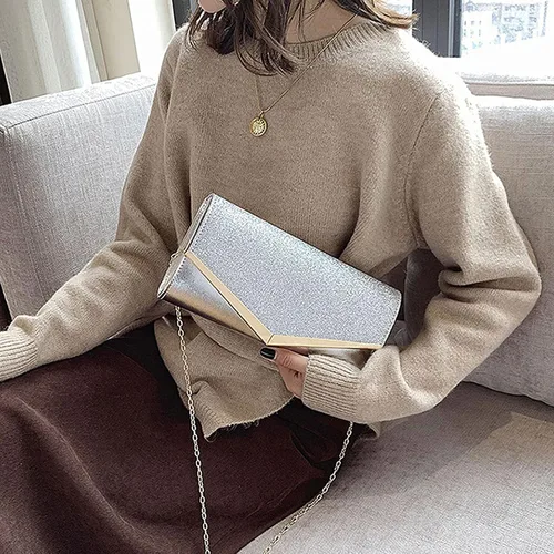 Vista 6 de Bolso de mano de noche con purpurina brillante para mujer, bolso de cadena para boda, fiesta de graduación, regalo para mamá, esposa, novia