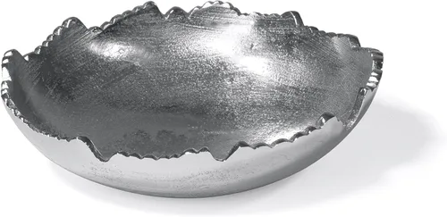 Vista 6 de Red Co. Cuenco decorativo de luna dorada de 8.75 pulgadas, desgarrado asimétrico, centro de mesa de metal martillado con bordes esculpidos Dorado