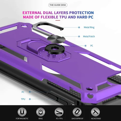 Vista 3 de LeYi Funda para iPhone SE con 2 protectores de pantalla de vidrio templado, funda de grado militar con soporte de anillo magnético para iPhone SE