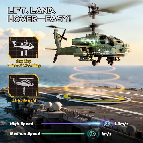 Vista 4 de XIKOTEC Helicóptero RC, Juguete de Helicóptero a Control Remoto para Niños, Principiantes y Adultos con Retención de Altitud, Giroscopio y Luz LED