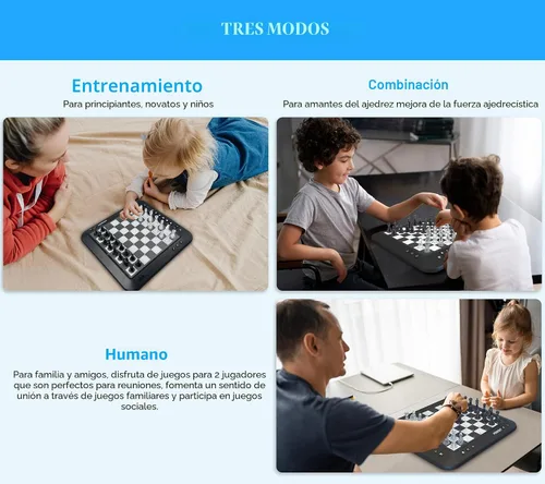 Vista 6 de Tablero de ajedrez electrónico P6, computadora de ajedrez, tablero de ajedrez inteligente parlante, juego de ajedrez electrónico magnético con LED