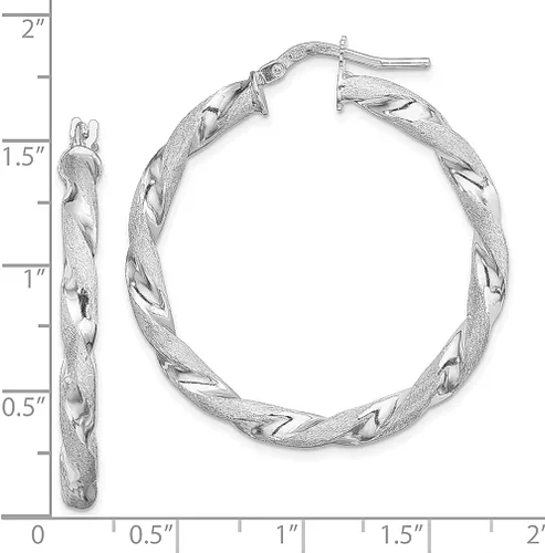 Vista 4 de Juego de aretes de aro de plata de ley 925 trenzados de 0118 x 1378in joyería redonda fina para mujer regalos para ella Plata de ley Cristal