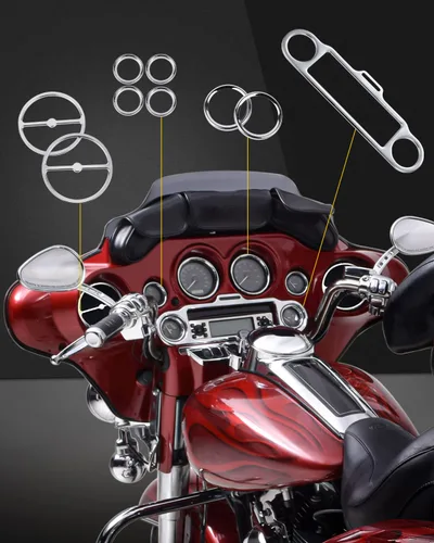 Vista 5 de Anillo de ajuste de altavoz estéreo Accent, 9 piezas, compatible con Harley Davidson 1996-2013 Electra Glide Street Glide Trike Glide
