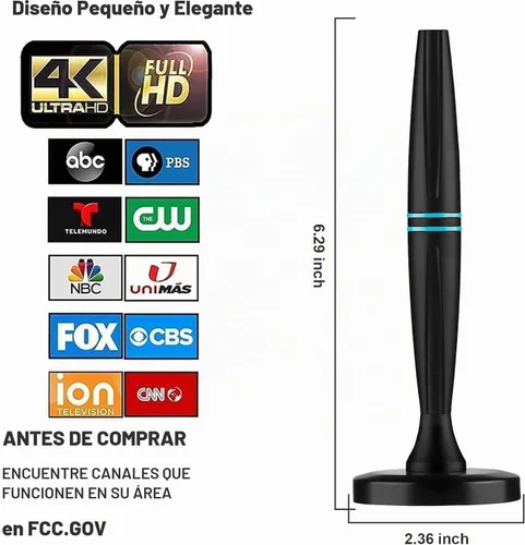 Vista 4 de Antena de TV para canales locales, antena de TV para Smart TV interior Gris oscuro