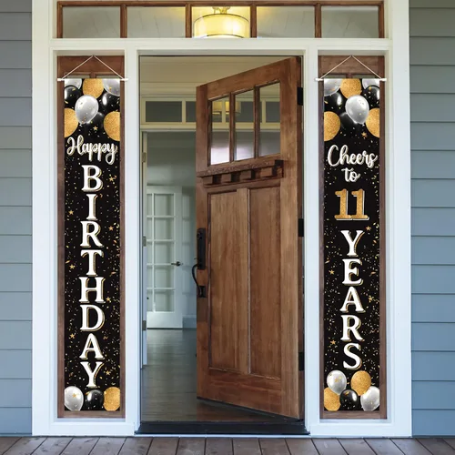 Vista 20 de Decoración de feliz cumpleaños número 100, globo negro y dorado número 100 para colgar en la puerta, letrero para colgar en la puerta, suministros