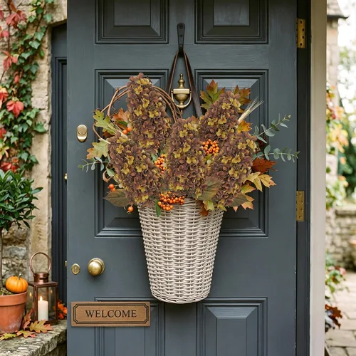 Vista 5 de Hollyone 3PCS Fall Brown Cone Hydrangeas Artificial Flowers Fake Fall Decor