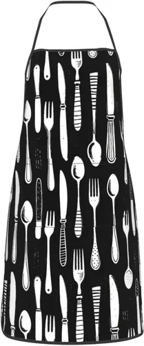 Vista 20 de Delantal impermeable floral arcoíris con bolsillos grandes para regalo de cocina