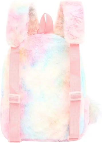 Vista 3 de CBOALOGR - Mochila pequeña de peluche de unicornio para niñas de 3 a 6 años, Bonita bolsa de viaje de unicornio de peluche para niños pequeños