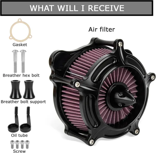 Vista 6 de PSLER Filtro de aire de turbina de motocicleta Filtro de admisión para Touring FLHR Road King FLHX Street Glide FLTR 2008-2016, para FLS Softail