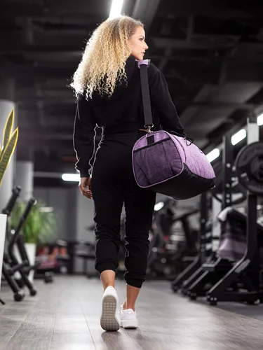 Vista 5 de Fitgriff Bolsa de gimnasio V1 para hombres y mujeres con compartimento para zapatos y artículos húmedos, bolsa de lona para viajes, deportes