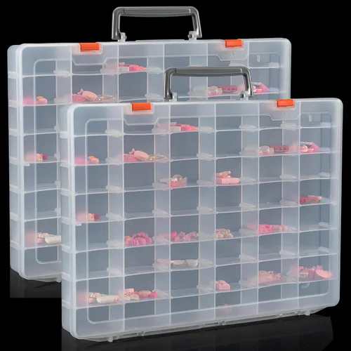 Vista 9 de Caja organizadora grande de plástico transparente de 48 rejillas con Transparente: 1 unidad