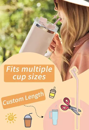 Vista 7 de Doboli Popote de Silicona de Repuesto de 13 Pulgadas de Largo con Cubierta para Popote, Compatible con Vaso Stanley Owala de 40 oz 30 oz, Paquete