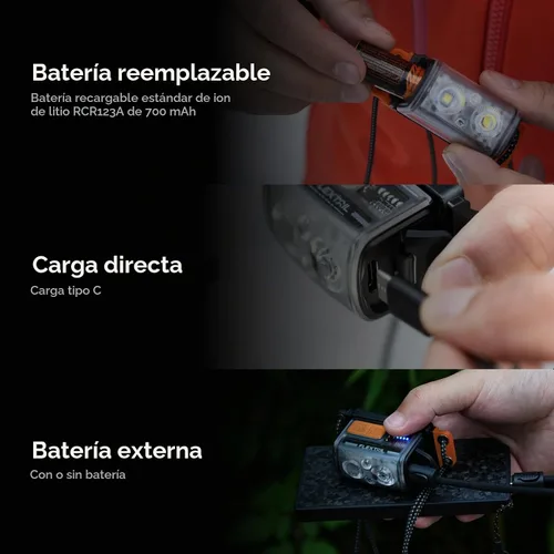 Vista 9 de FLEXTAILGEAR Linterna frontal ultrabrillante ultraligera de 1-600 lúmenes, linterna frontal recargable USB-C para exteriores con luz blanca y roja
