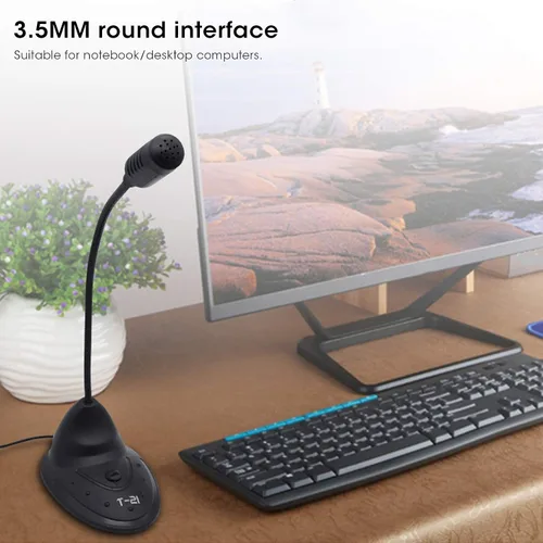 Vista 3 de EBTOOLS Micrófono de computadora de escritorio, micrófono capacitivo de cuello de ganso ajustable de 360°, interfaz redonda de 0.138 in, adecuado