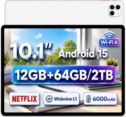 Vista 9 de Tablet Android 15 de 10.1 pulgadas, Octa-core 12 GB de RAM + 64 GB + Negro