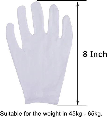 Vista 2 de Eboot Juego de 24 pares de guantes de algodón blancos de Navidad de 8 pulgadas para fiesta de cosplay de Papá Noel