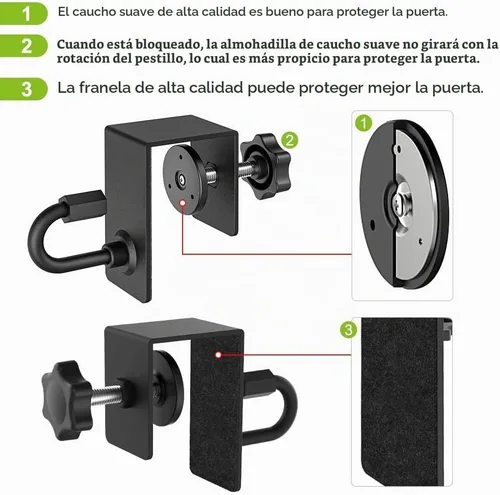 Vista 5 de Kipika Anclaje de puerta para bandas de resistencia, accesorio de anclaje de puerta resistente, anclajes de puerta para montaje de bandas de peso 1